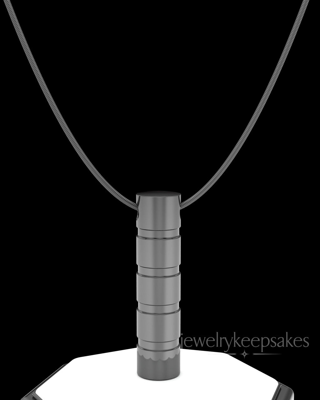 Black Stacked Cylinder Permanently Sealed Waterproof Cremation Pendant