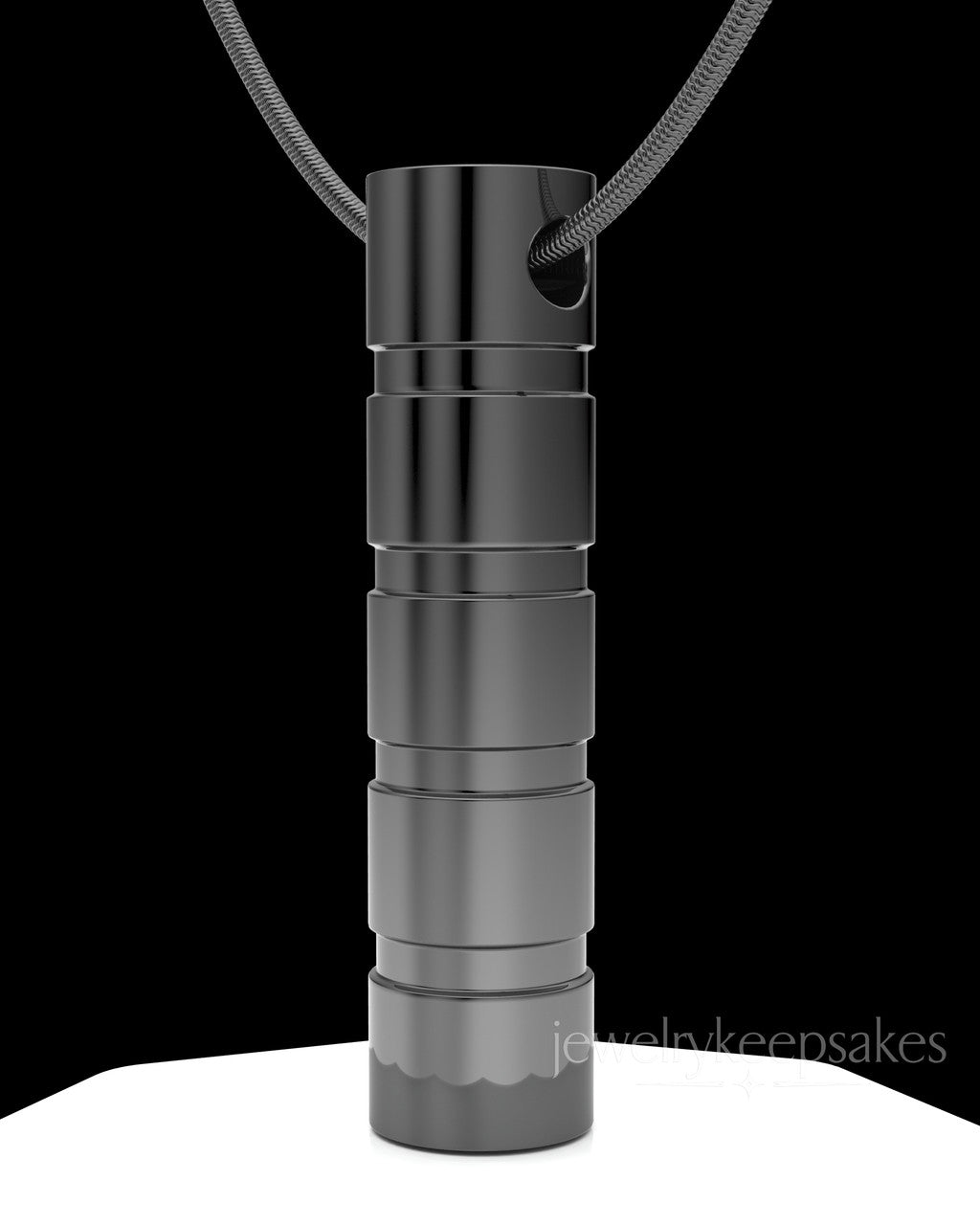 Black Stacked Cylinder Permanently Sealed Waterproof Cremation Pendant