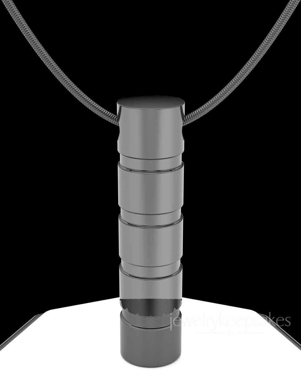 Black Stacked Cylinder Permanently Sealed Waterproof Cremation Pendant