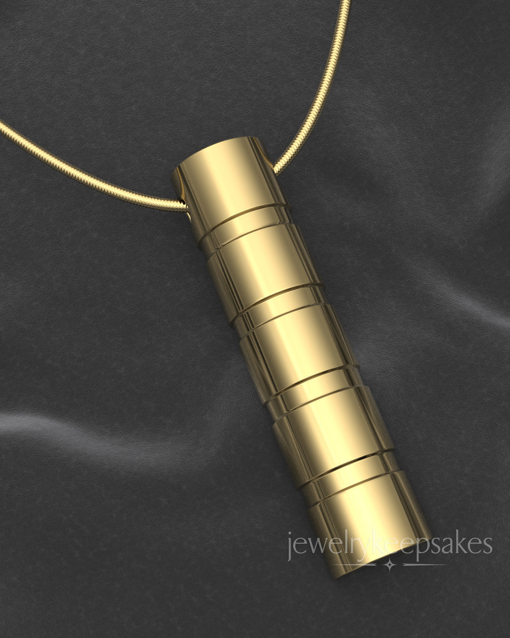 Gold Plated Stacked Cylinder Permanently Sealed Waterproof Cremation Pendant