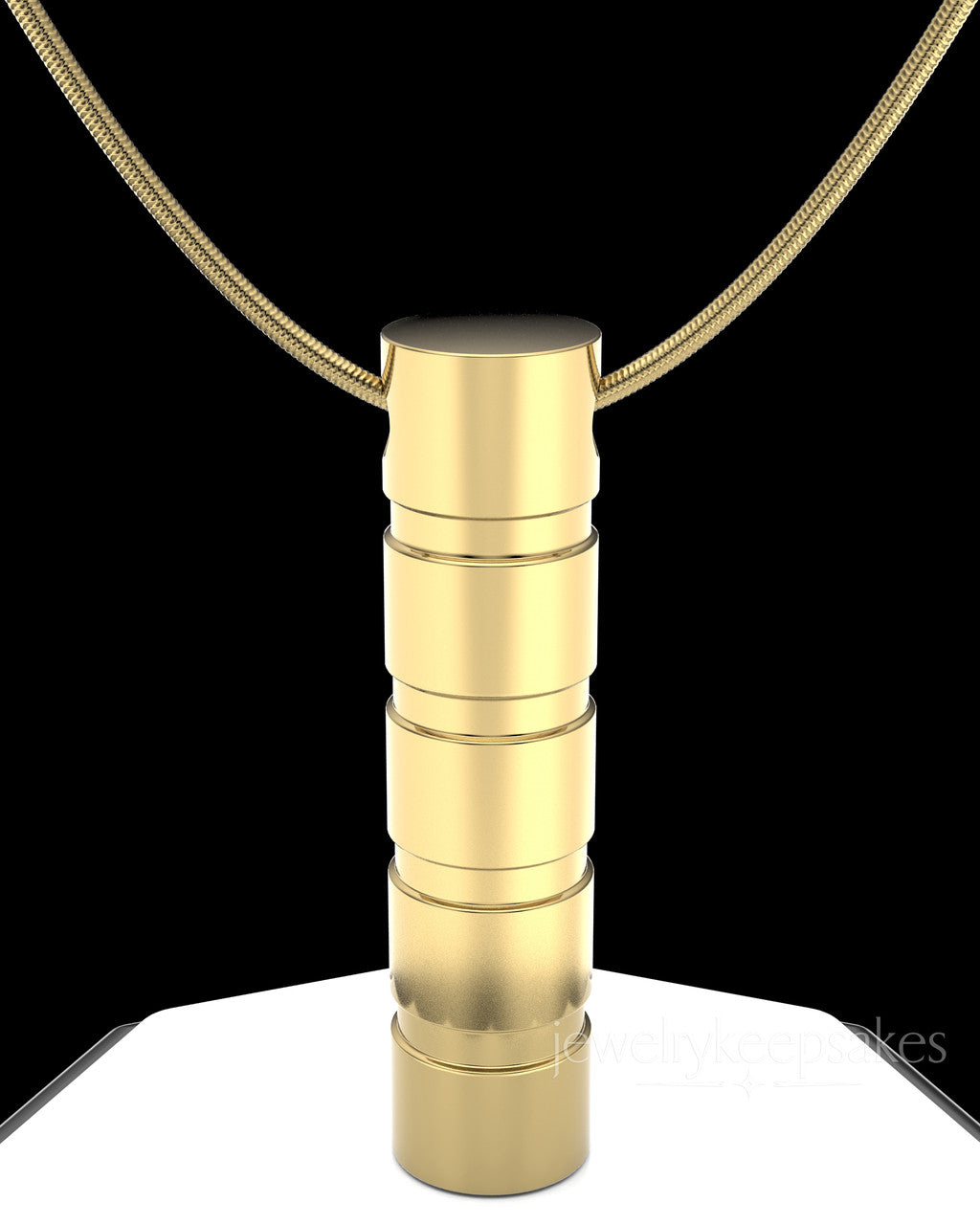 Gold Plated Stacked Cylinder Permanently Sealed Waterproof Cremation Pendant