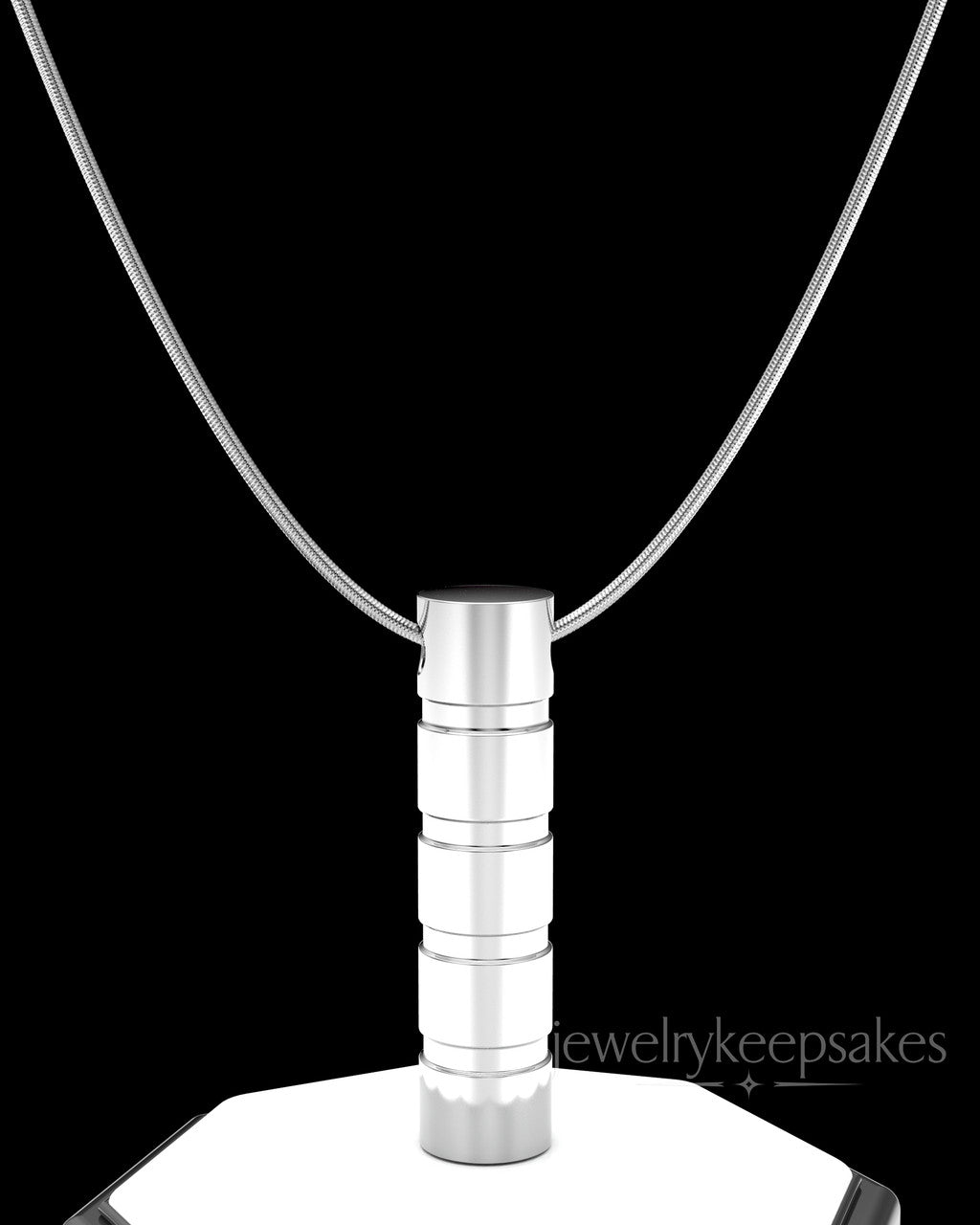 Sterling Silver Stacked Cylinder Permanently Sealed Waterproof Cremation Pendant