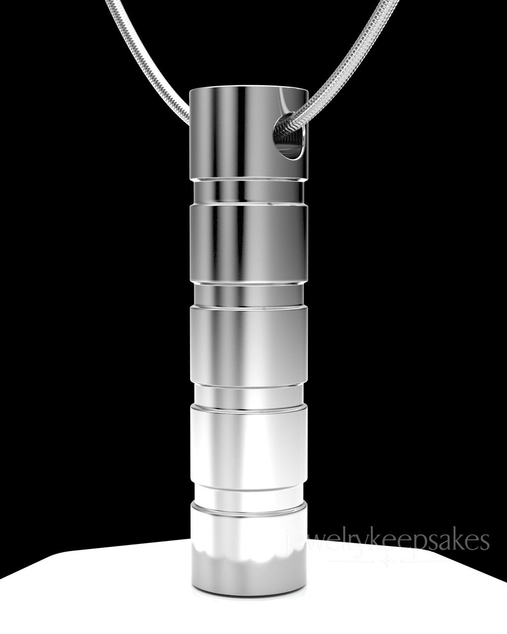 Sterling Silver Stacked Cylinder Permanently Sealed Waterproof Cremation Pendant