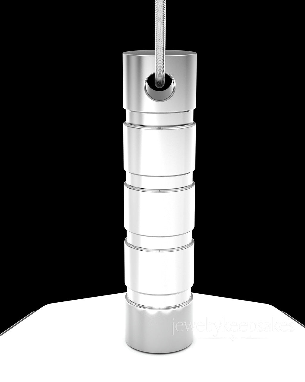Sterling Silver Stacked Cylinder Permanently Sealed Waterproof Cremation Pendant