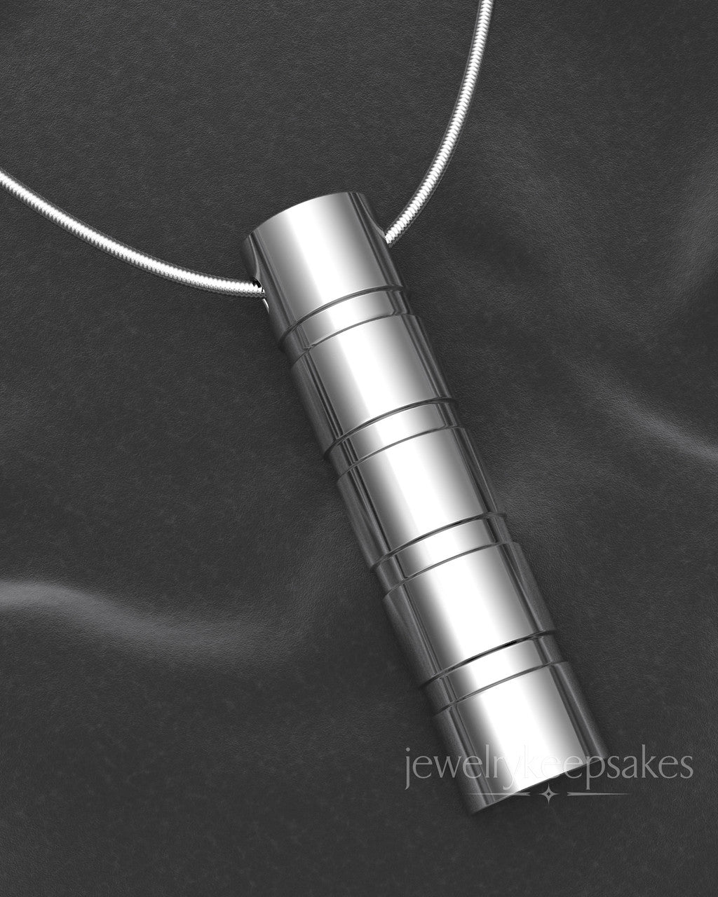 Solid 14k White Gold Stacked Cylinder Permanently Sealed Waterproof Cremation Pendant
