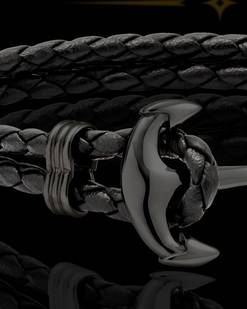 Black Plated over Stainless Anchored Bracelet Keepsake Jewelry