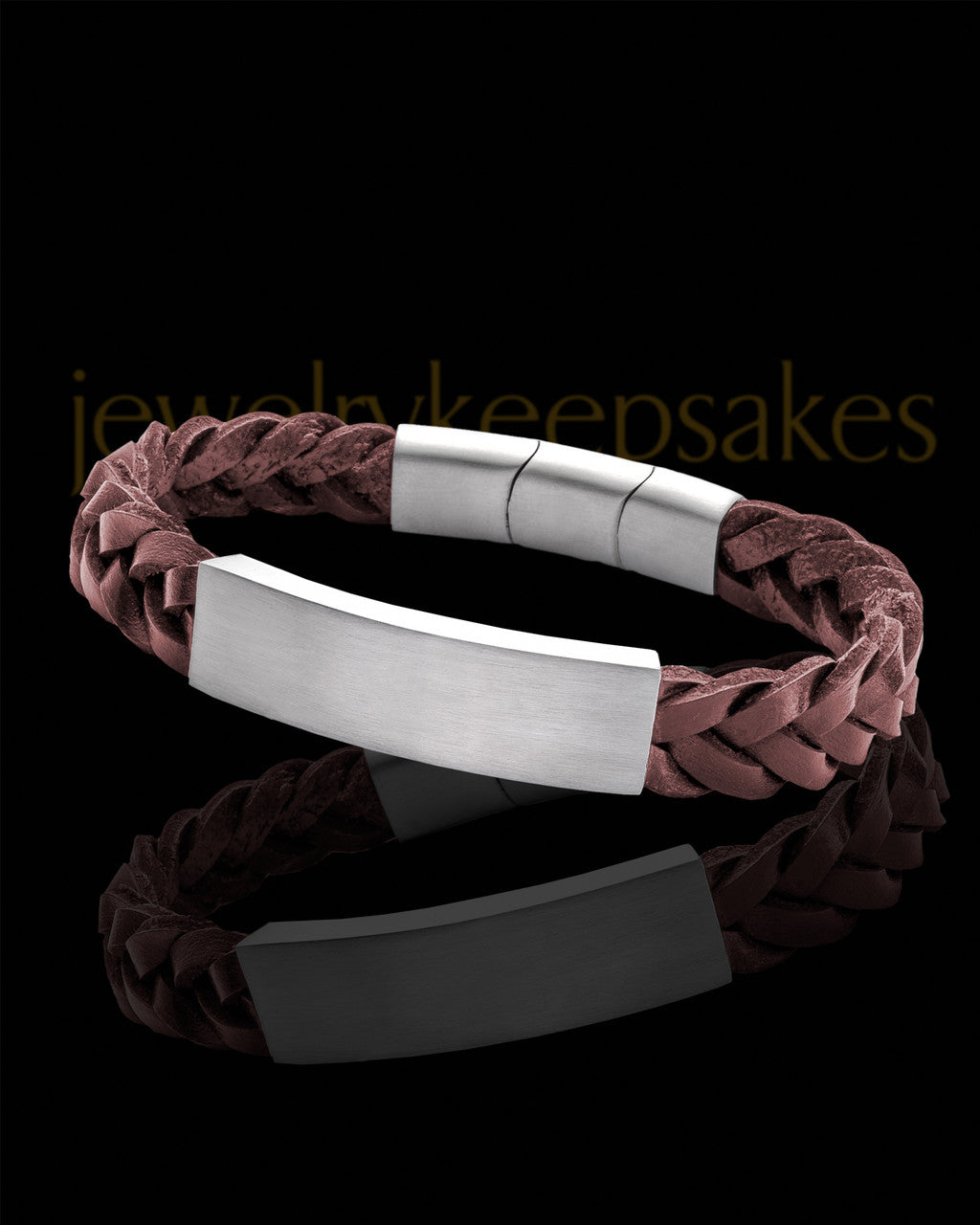 Men's Stainless Resolute Bracelet With Brown Band Keepsake Jewelry
