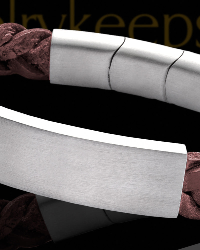 Men's Stainless Resolute Bracelet With Brown Band Keepsake Jewelry