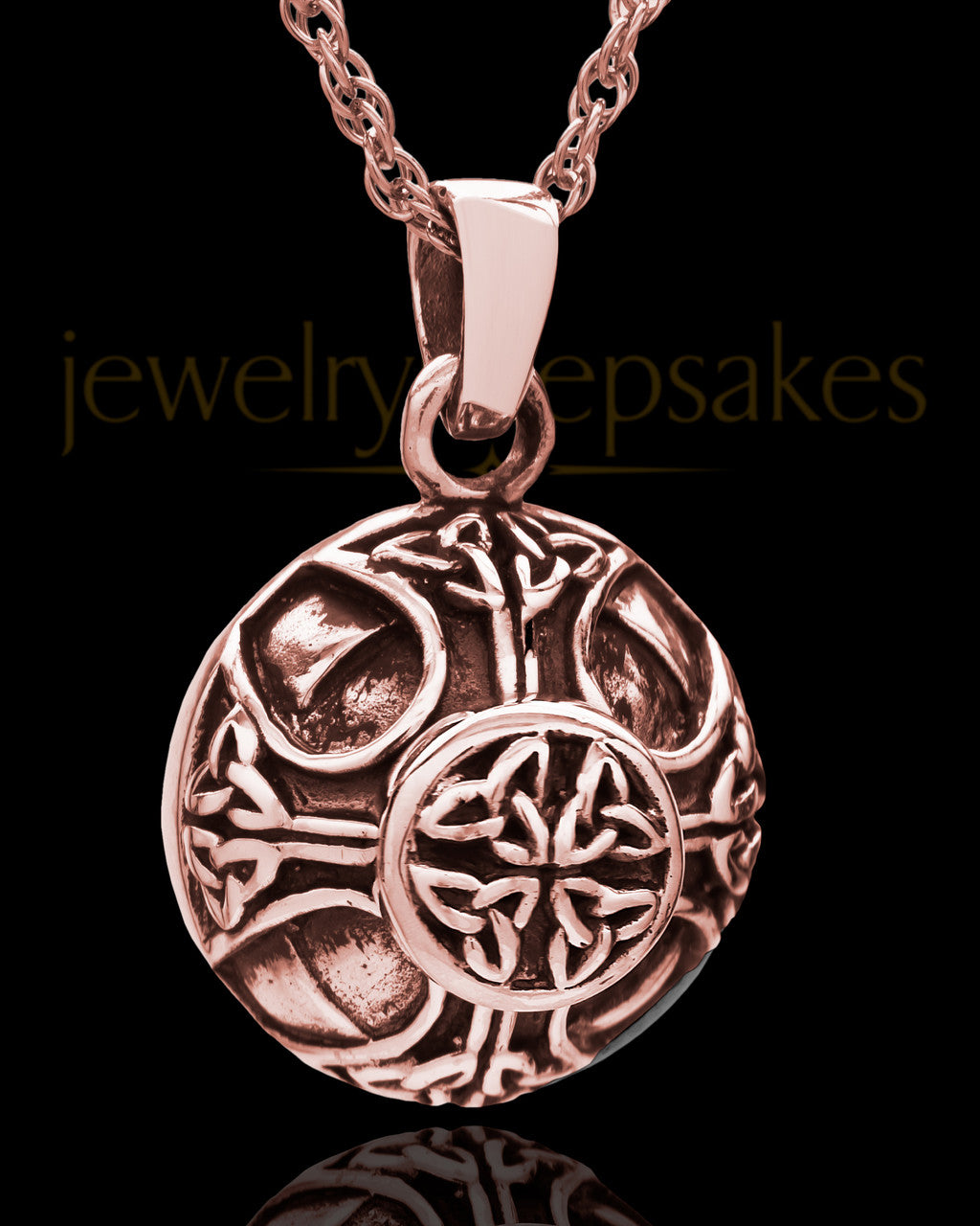 14K Rose Gold Irish Round Cremation Jewelry