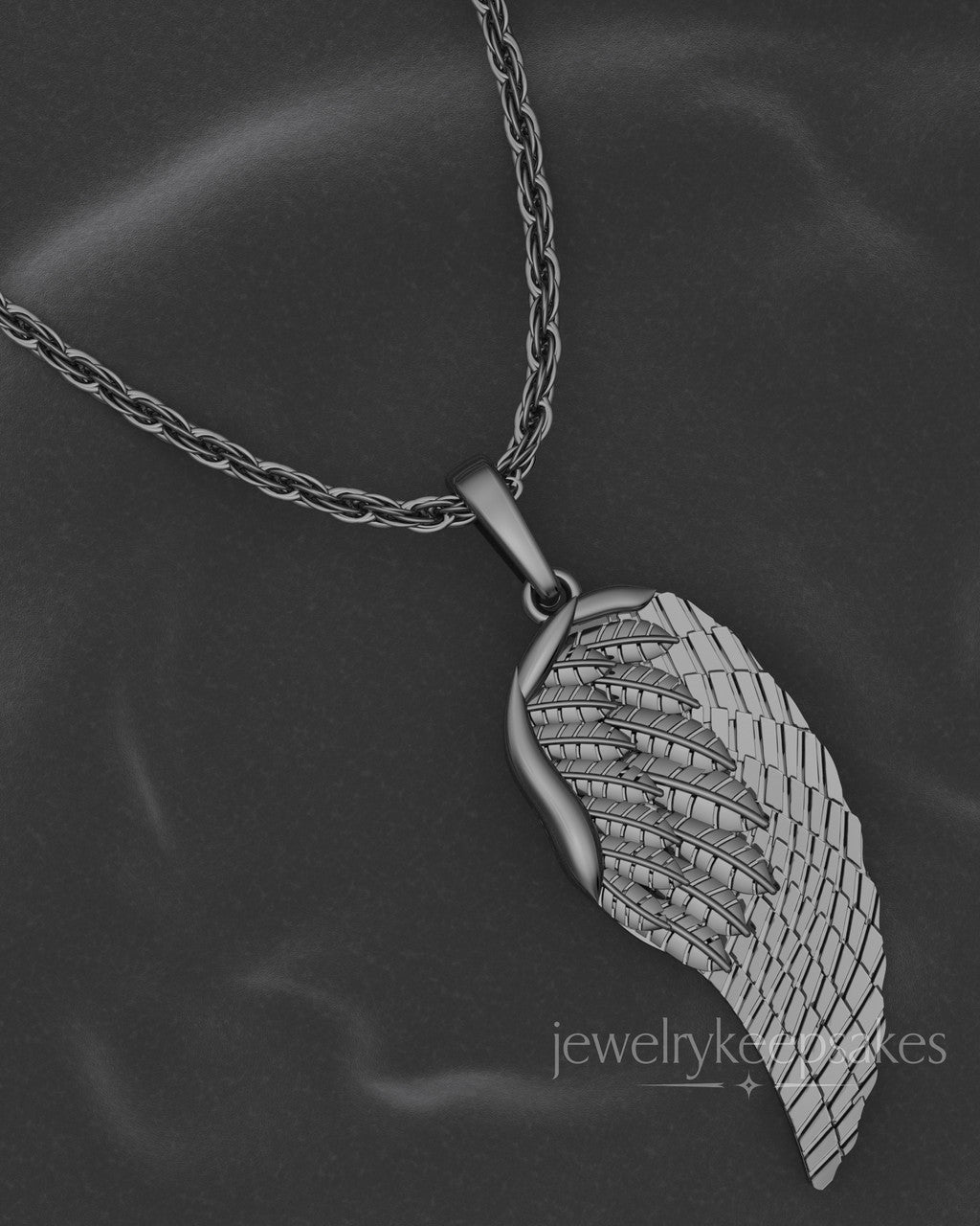 Black Plated Feathers Permanently Sealed Waterproof Cremation Pendant