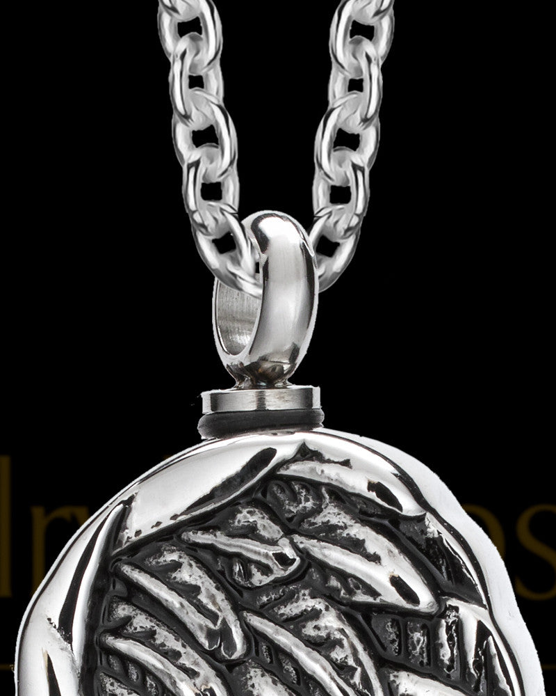 Men's Feathers Cremation Pendant For Ashes Stainless Steel