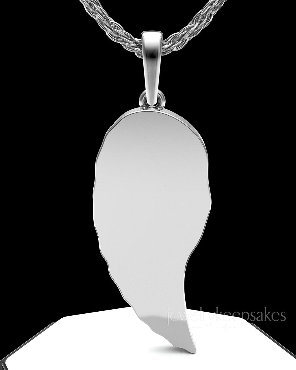 Solid 14K White Gold Plated Feathers Permanently Sealed Waterproof Cremation Pendant