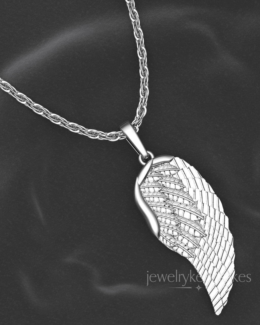 Solid 14K White Gold Plated Feathers Permanently Sealed Waterproof Cremation Pendant