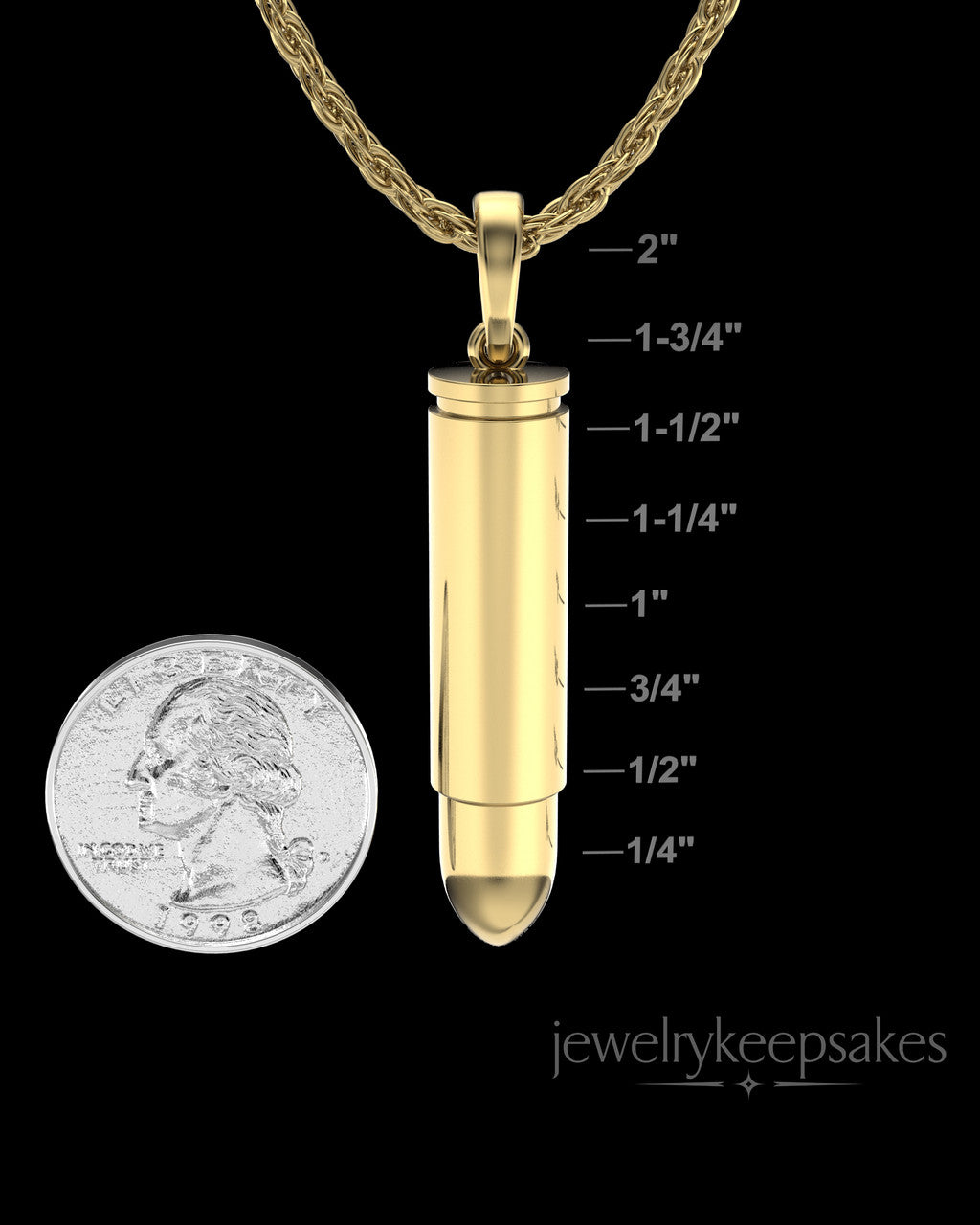 Gold Plated Bullet Permanently Sealed Waterproof Cremation Pendant