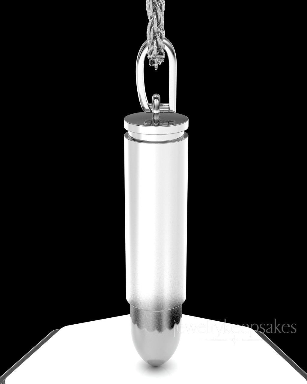 Solid 14k White Gold Bullet Permanently Sealed Waterproof Cremation Pendant