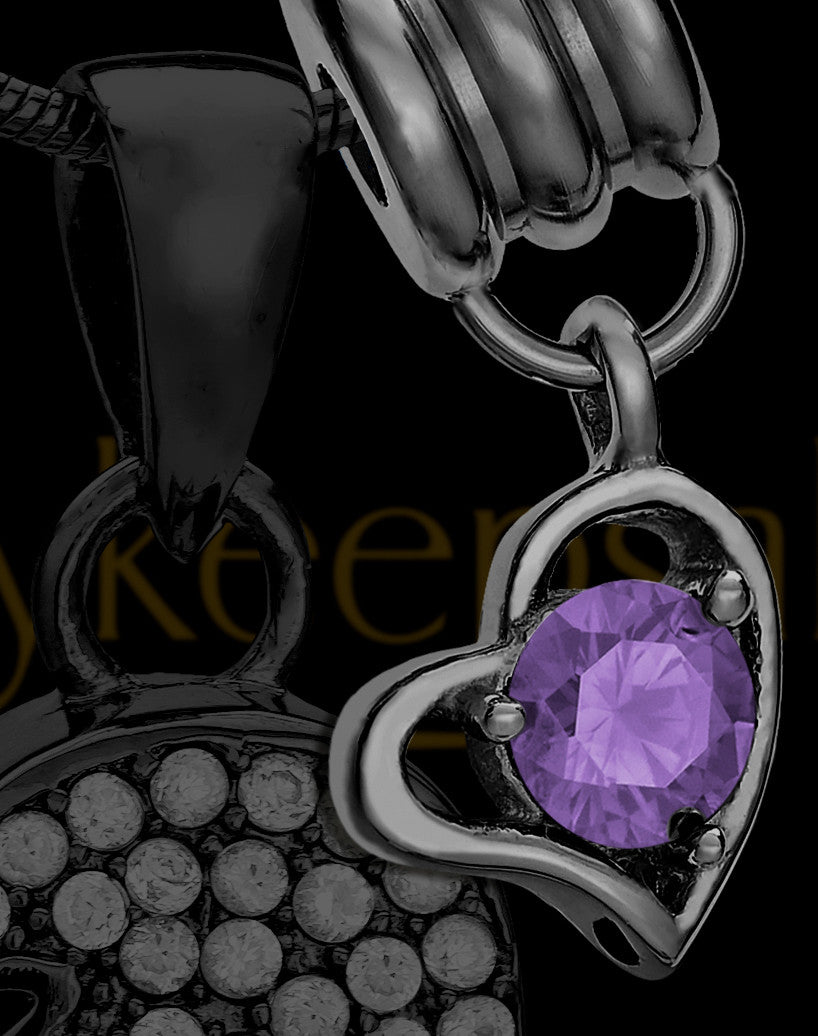 Add a Black February Birthstone Heart