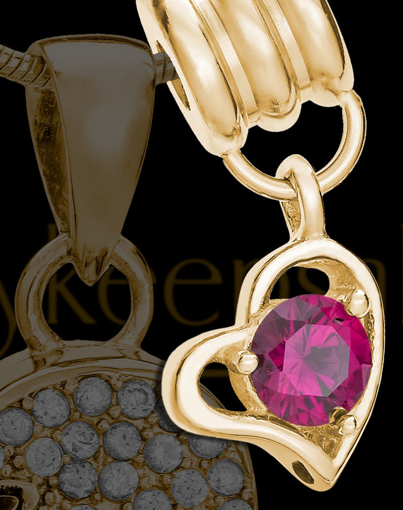 Add a July Gold Birthstone Heart