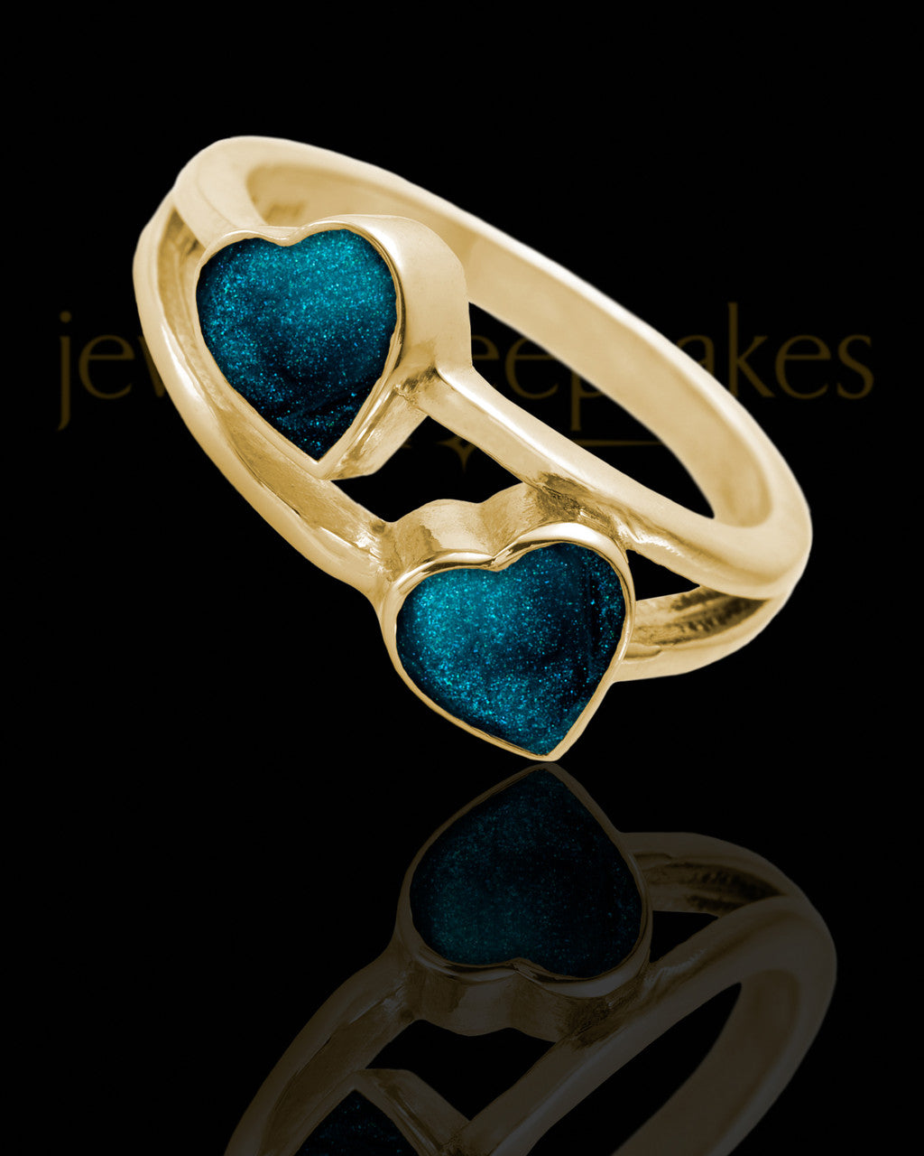 Solid 14K Gold Ladies Finchley with Teal Ash Ring
