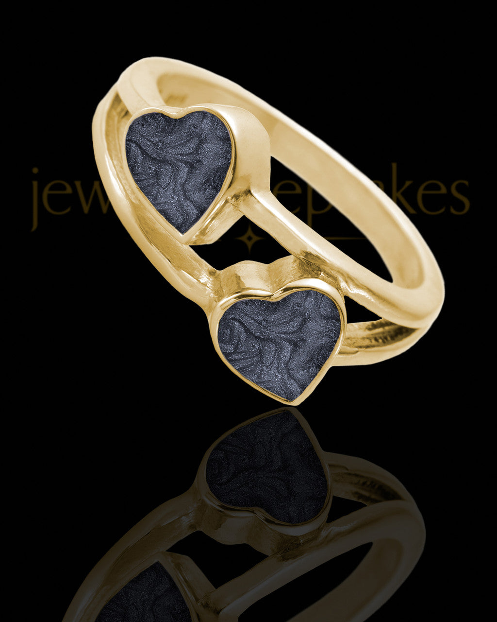 Solid 14K Gold Ladies Finchley with Graphite Ash Ring