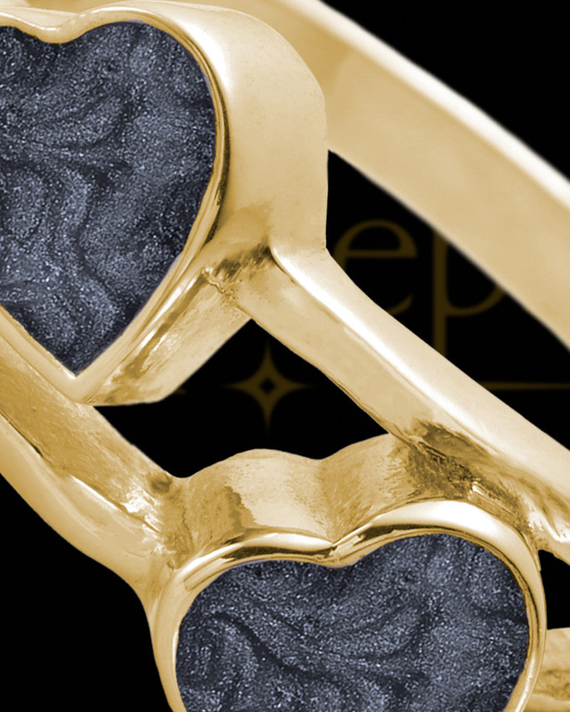 Solid 14K Gold Ladies Finchley with Graphite Ash Ring