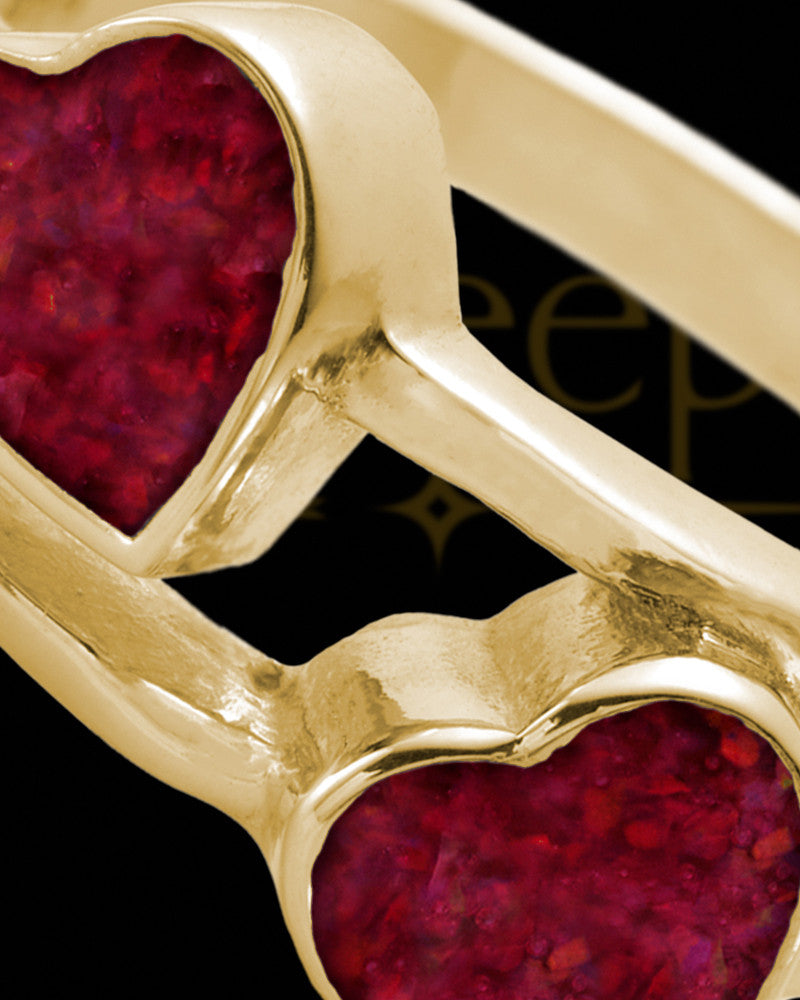 Solid 14K Gold Ladies Finchley Garnet Pearl Opal Ash Ring
