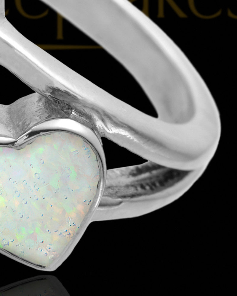 Ladies Finchley Crushed Linen Opal Silver Ash Ring