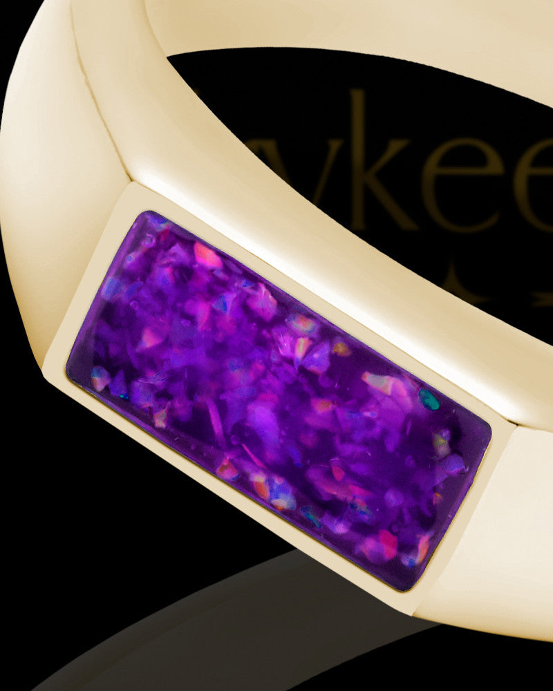 Solid 14K Gold Men's Tacoma Orchid Pearl Opal Ash Ring