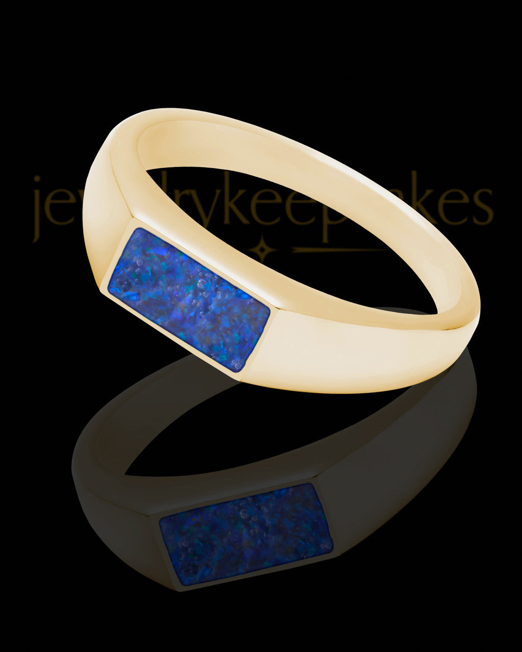 Solid 14K Gold Men's Tacoma Ocean Tide Opal Ash Ring