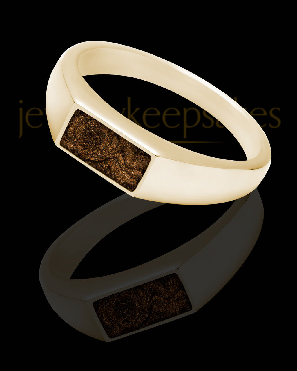 Solid 14K Gold Men's Tacoma with Coffee Ash Ring