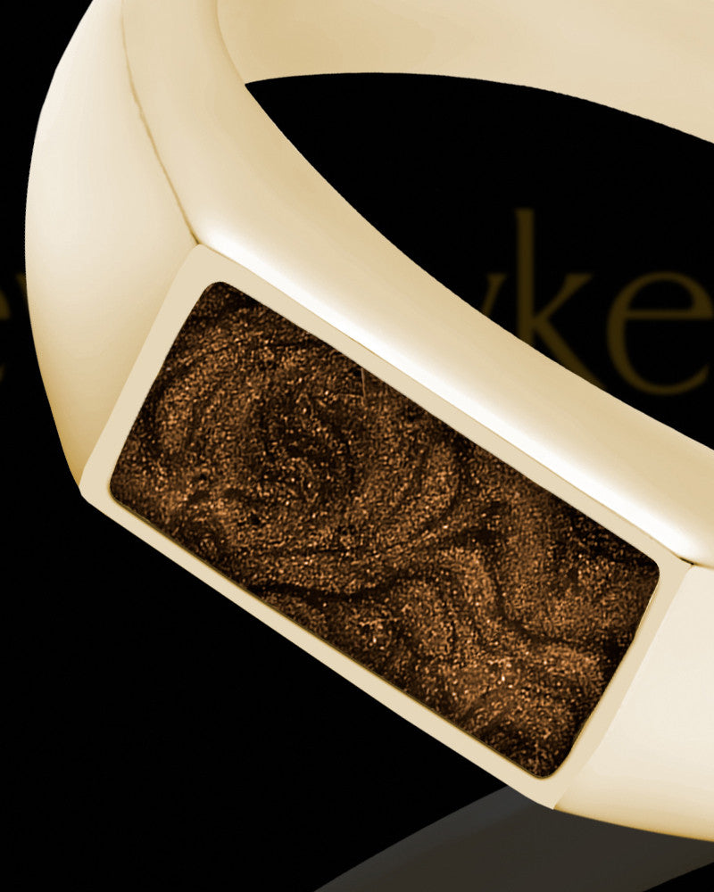 Solid 14K Gold Men's Tacoma with Coffee Ash Ring