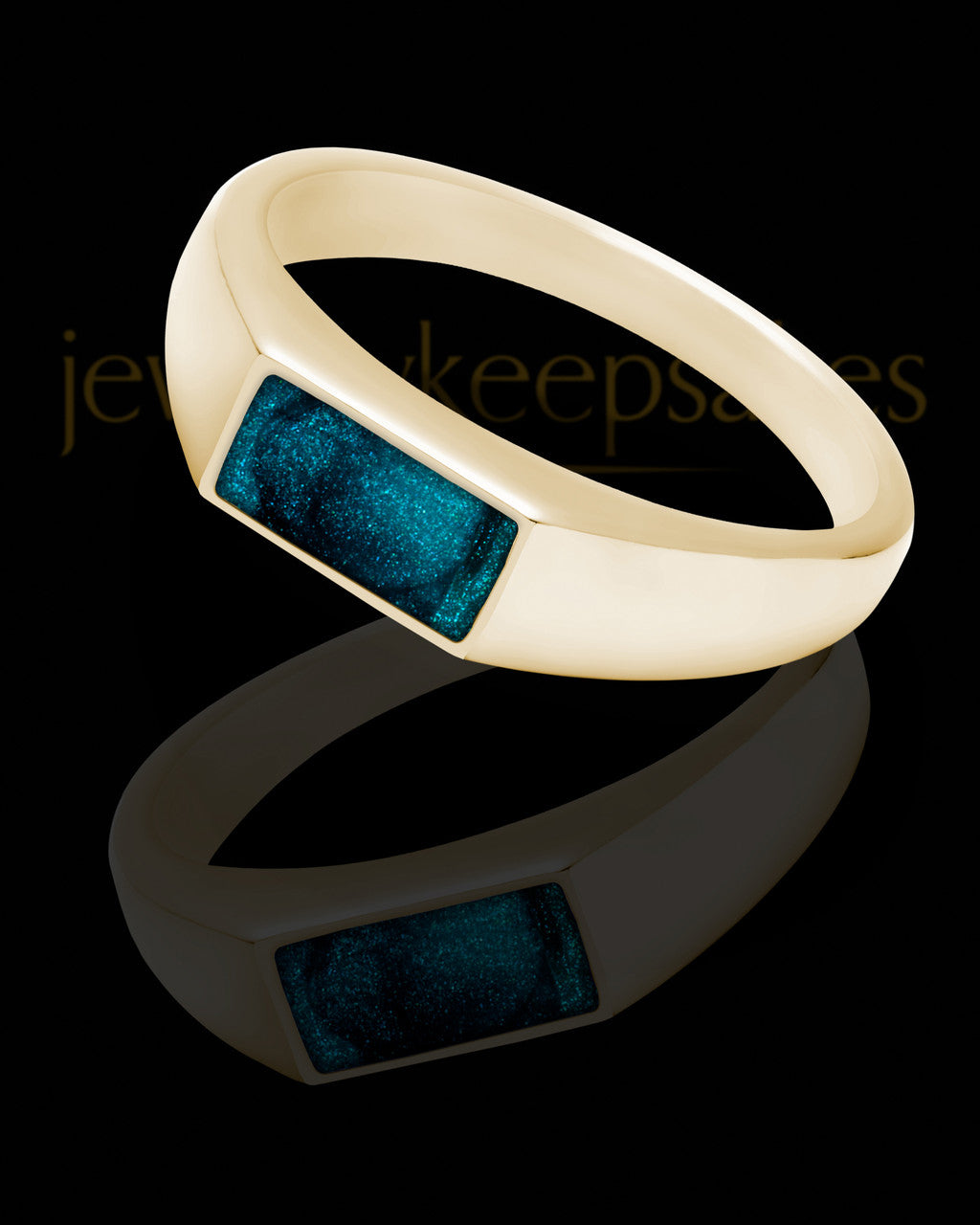 Solid 14K Gold Men's Tacoma with Teal Ash Ring