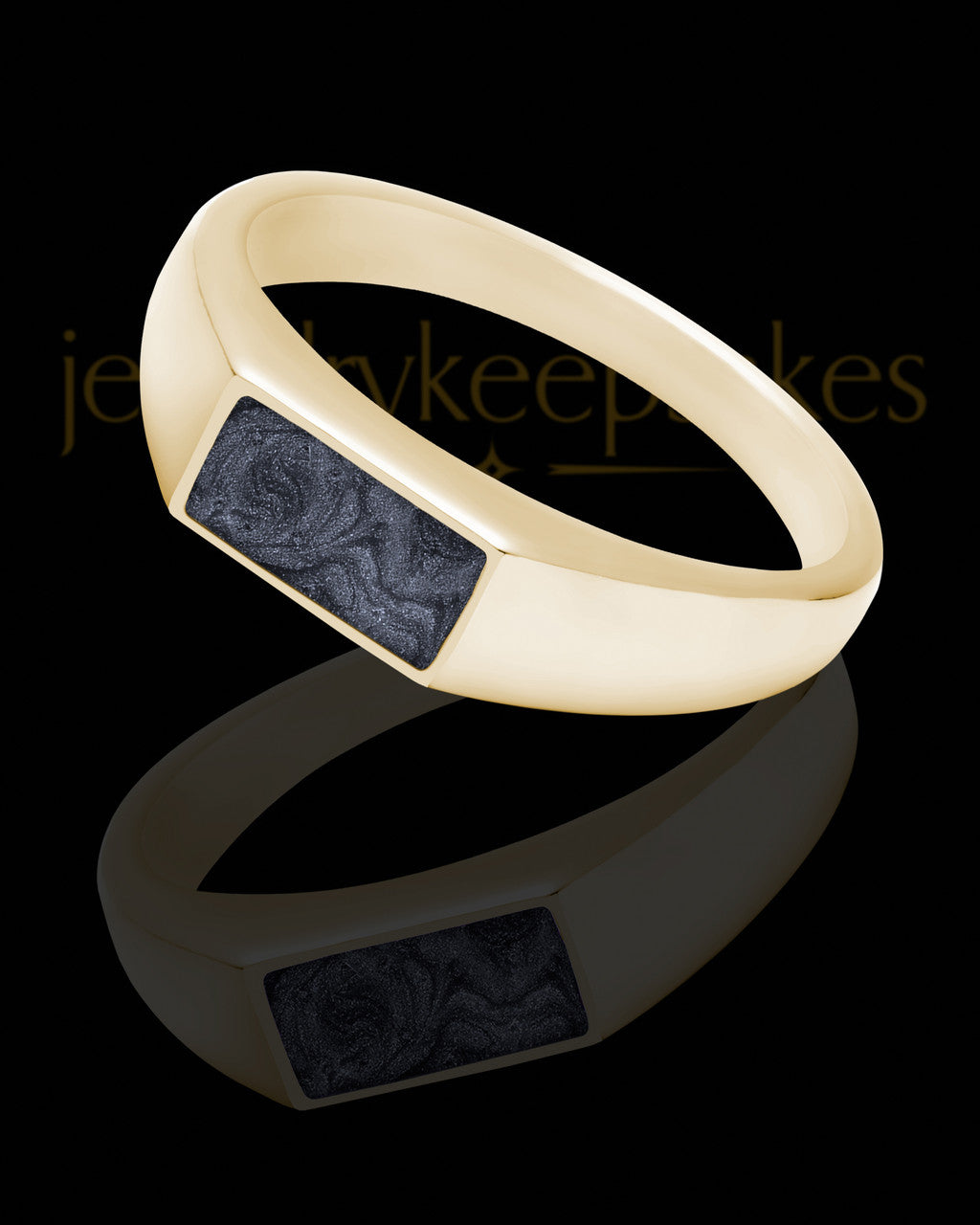 Solid 14K Gold Men's Tacoma with Graphite Ash Ring