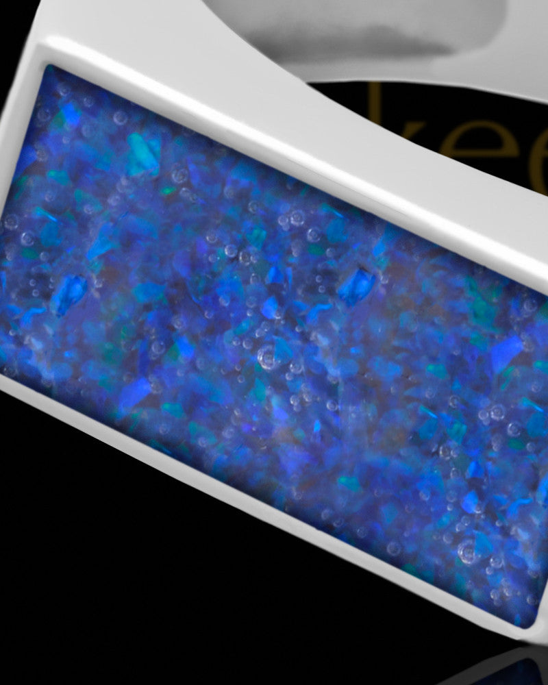 Men's Dumaine Ocean Tide Opal Silver Ash Ring