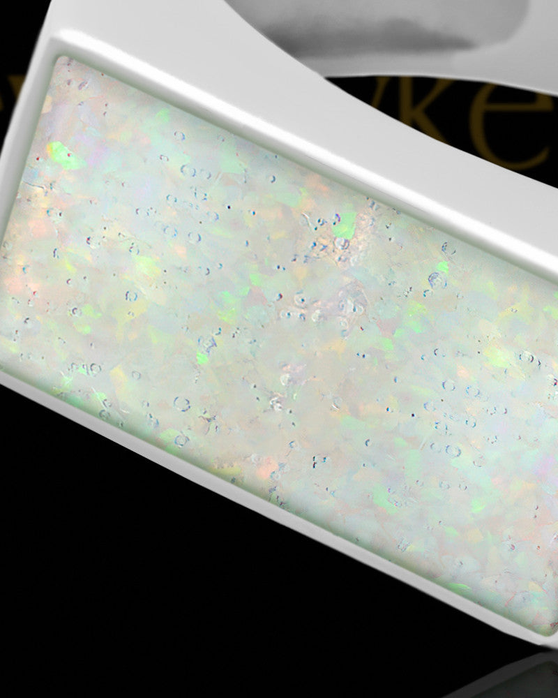 Men's Dumaine Crushed Linen Opal Silver Ash Ring