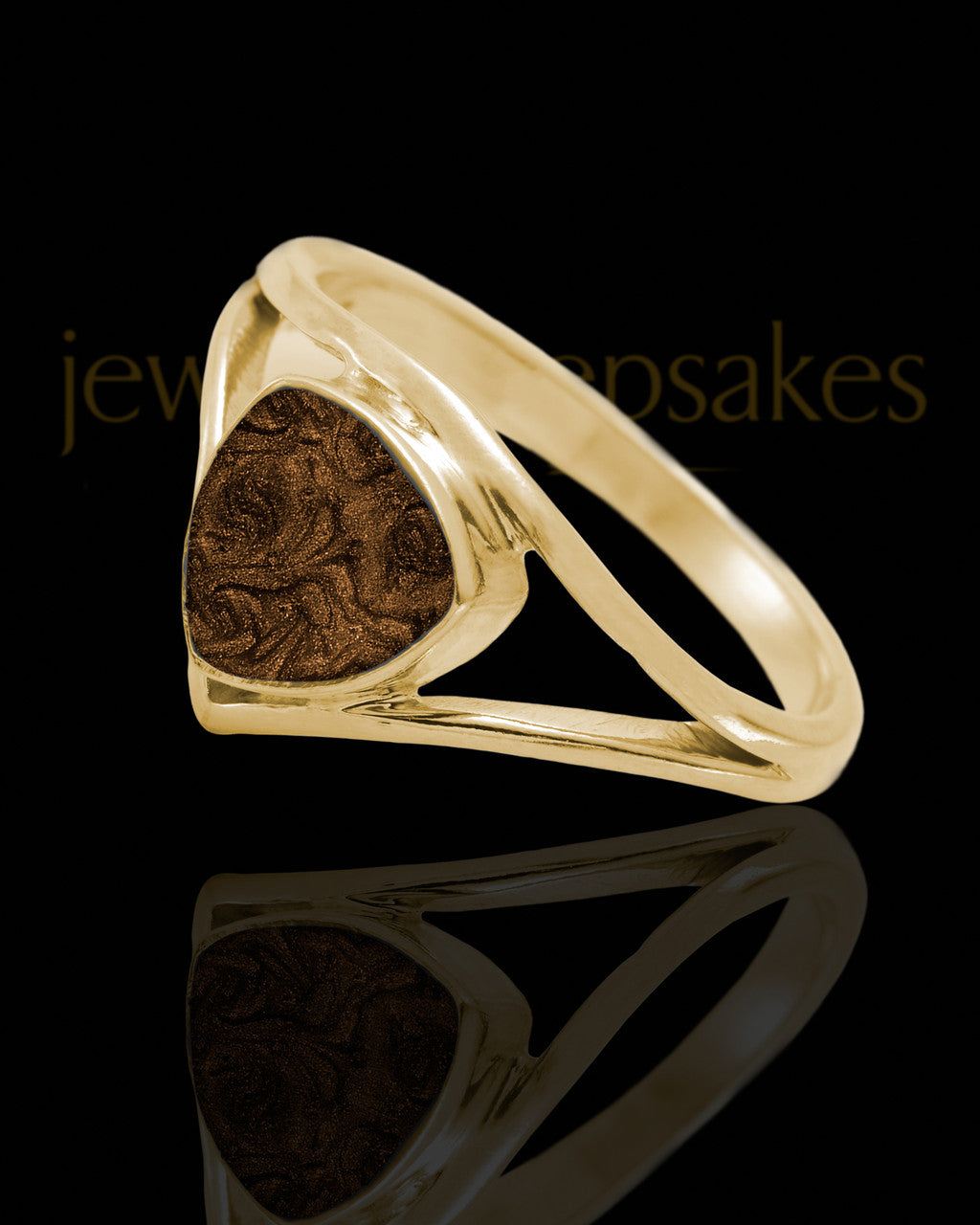 Solid 14K Gold Ladies Tennyson with Coffee Ash Ring