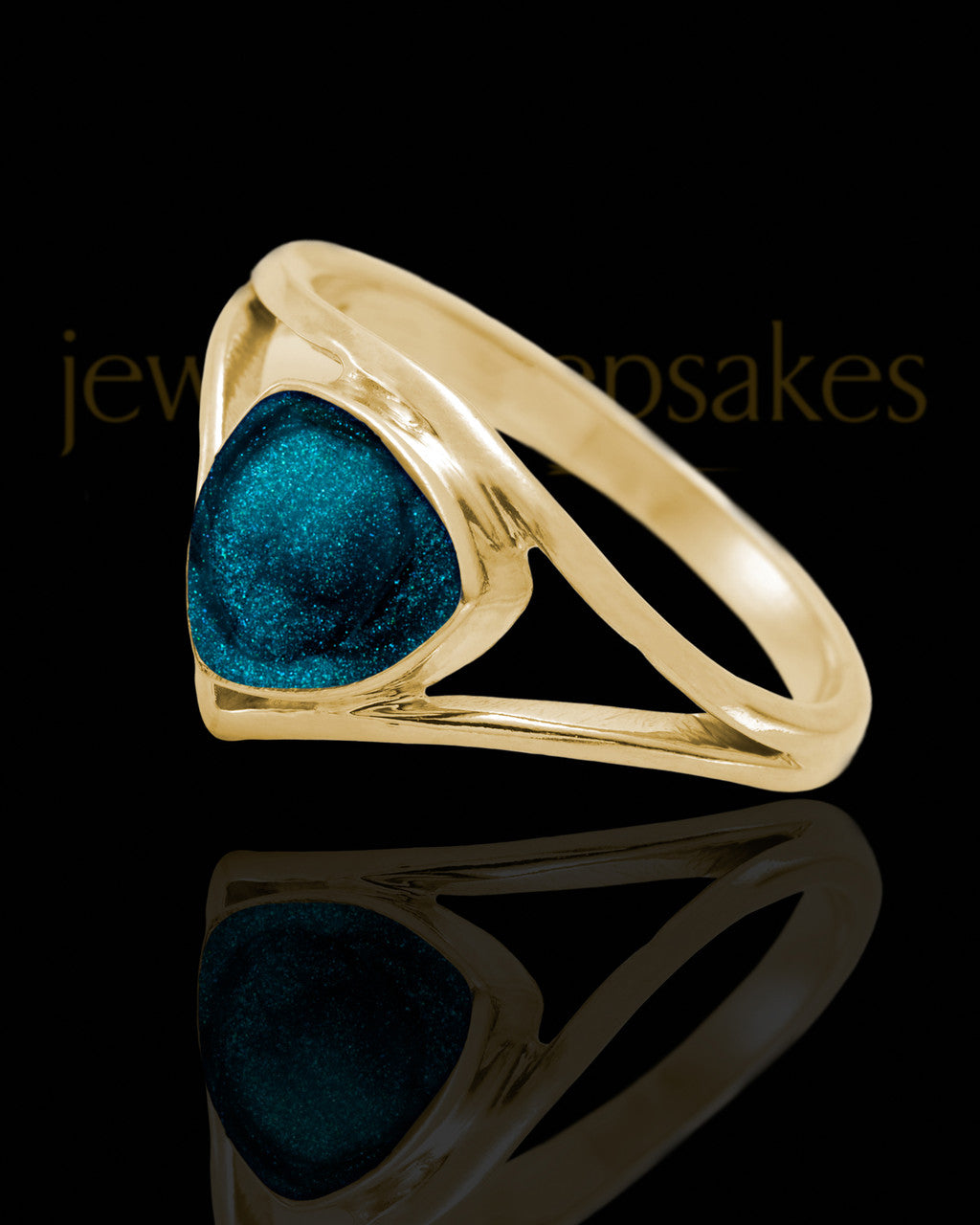 Solid 14K Gold Ladies Tennyson with Teal Ash Ring