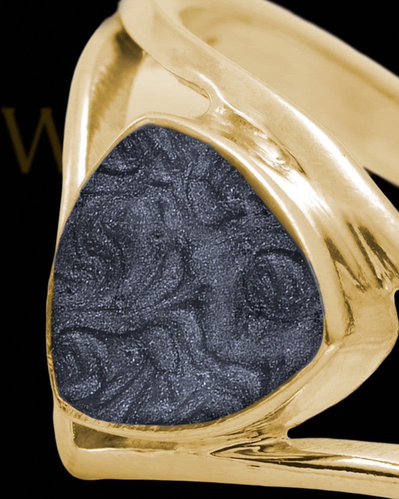 Solid 14K Gold Ladies Tennyson with Graphite Ash Ring