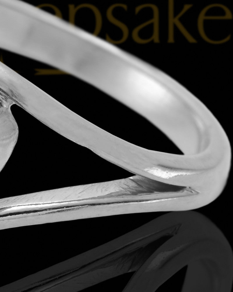 Ladies Tennyson Crushed Linen Opal Silver Ash Ring