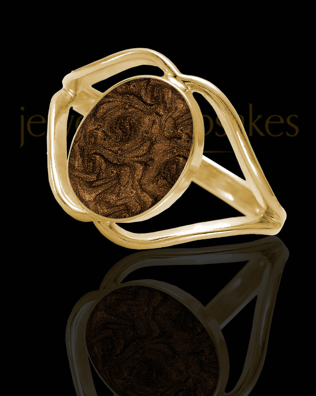 Solid 14K Gold Ladies Yardley with Coffee Ash Ring