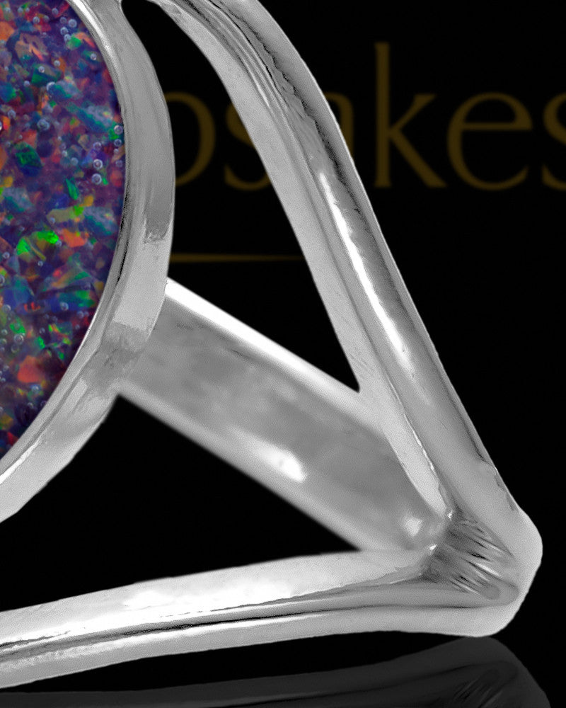 Ladies Yardley Black Blaze Opal Silver Ash Ring