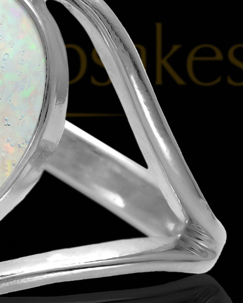 Ladies Yardley Crushed Linen Opal Silver Ash Ring