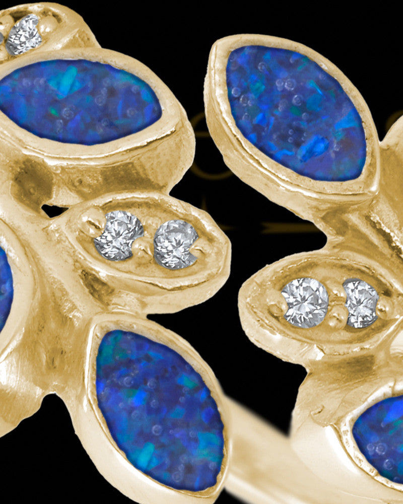 Solid 14K Gold Ladies Felicity Ocean Tide Opal Ash Ring