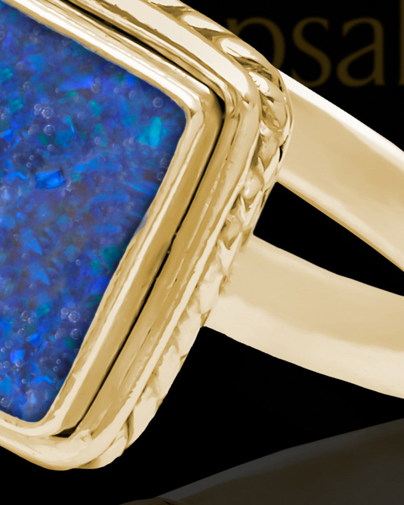 Solid 14K Gold Ladies Calliope Ocean Tide Opal Ash Ring