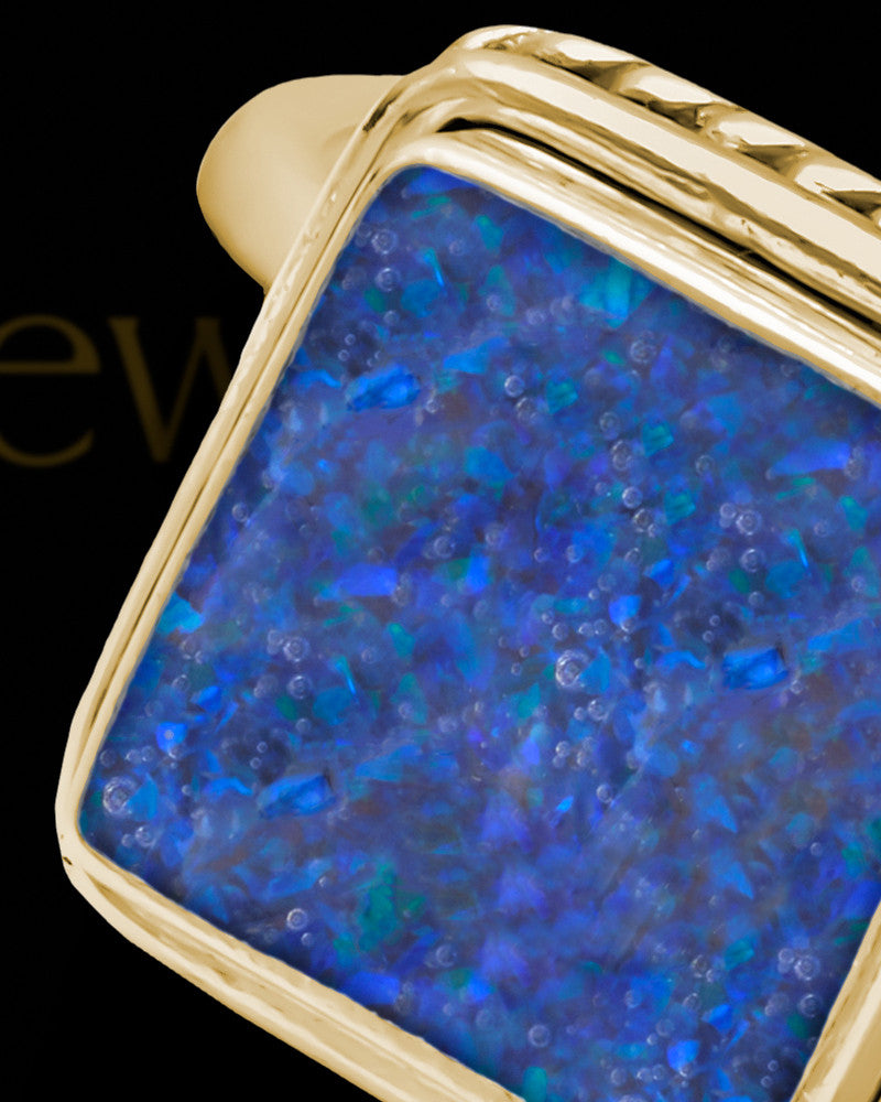 Solid 14K Gold Ladies Calliope Ocean Tide Opal Ash Ring