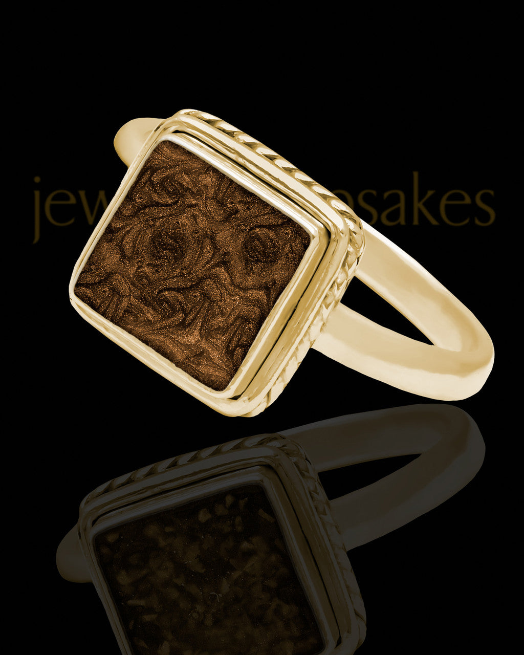 Solid 14K Gold Ladies Calliope with Coffee Ash Ring