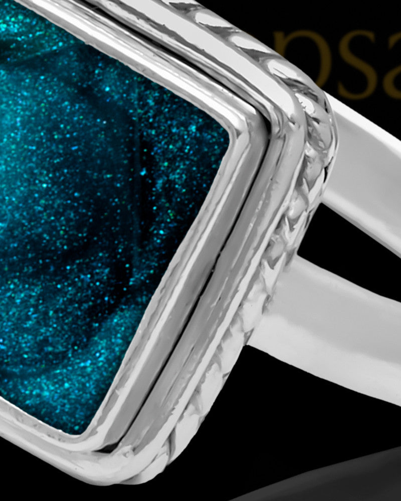 Ladies Calliope with Teal Silver Ash Ring