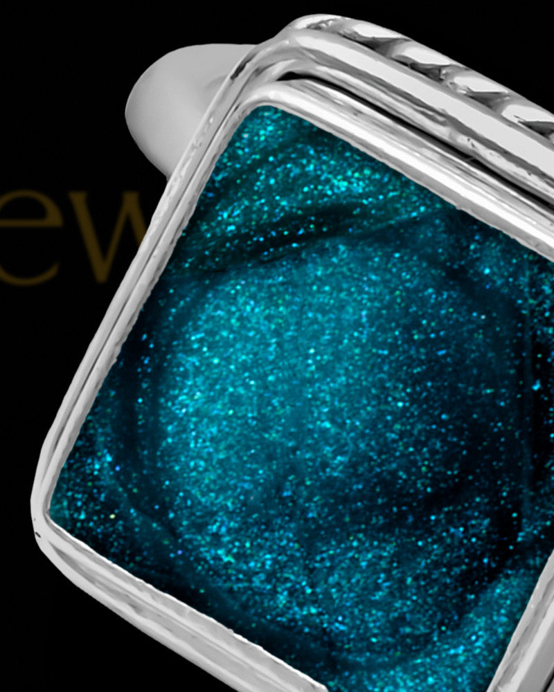 Ladies Calliope with Teal Silver Ash Ring