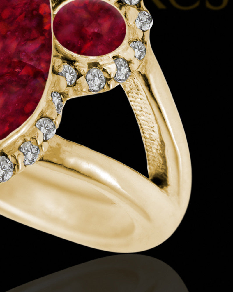 Solid 14K Gold Ladies My Best Friend Paw Print Garnet Pearl Opal Ash Ring