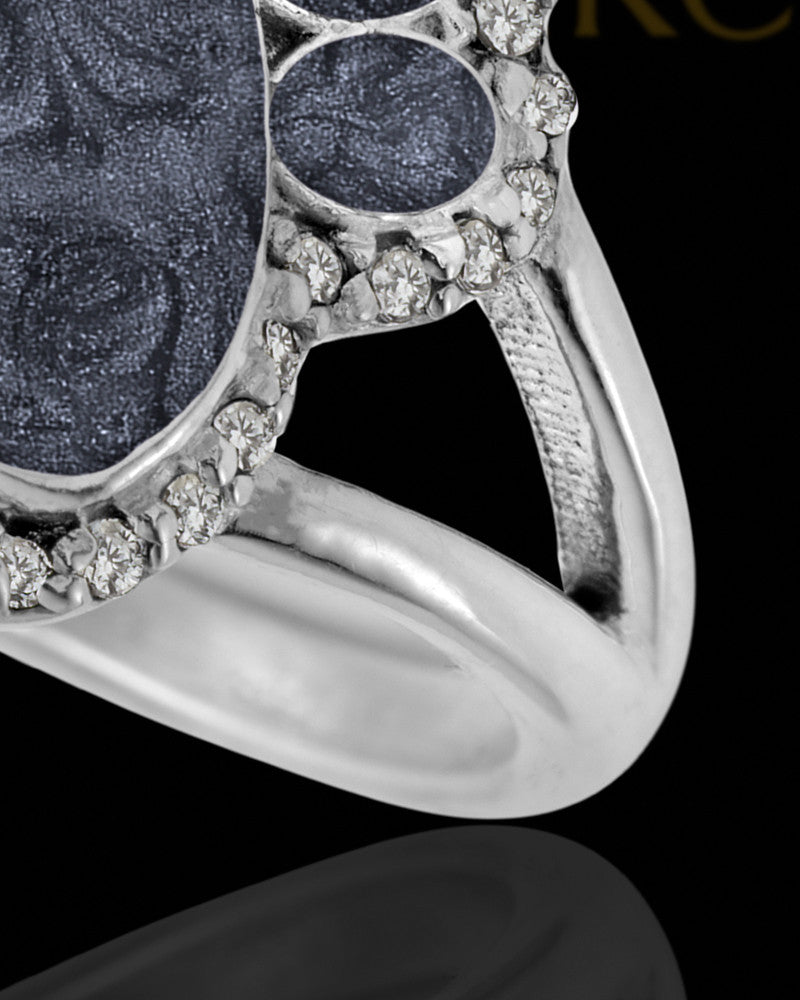 Ladies My Best Friend Paw Print with Graphite Silver Ash Ring