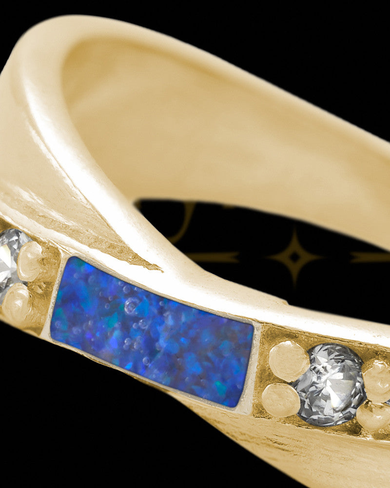 Solid 14K Gold Ladies Botinelli Ocean Tide Opal Ash Ring